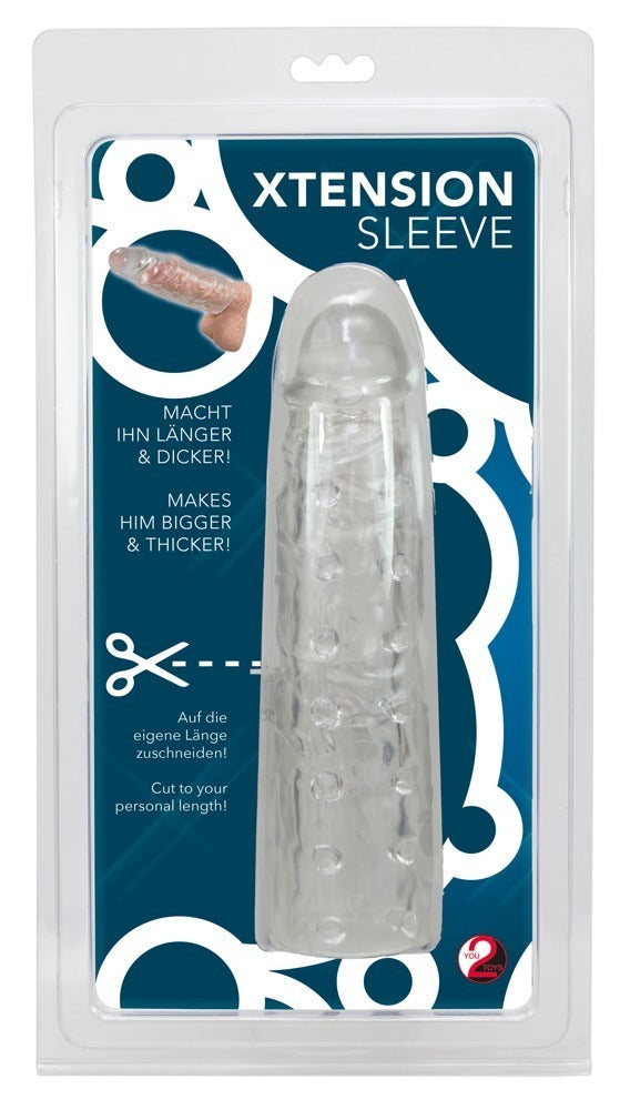 Extensie penis XTension Sleeve transparentă TPE 22 cm