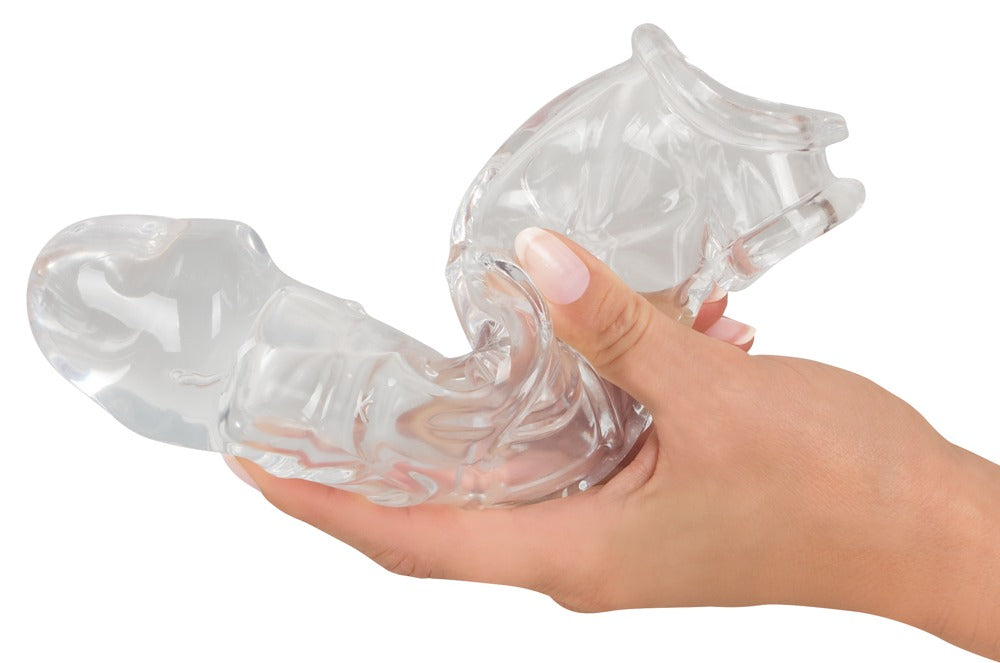 Extensor de penis transparent, transparent, cu inel, 23 cm