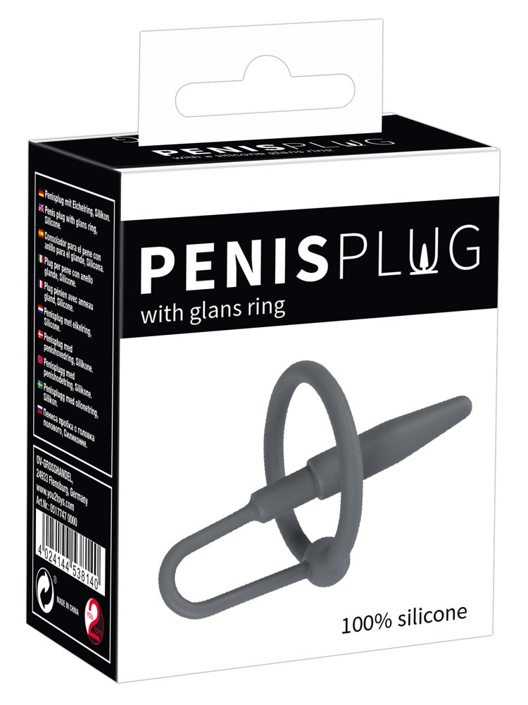 Plug de penis din silicon Penisplug cu inel pentru gland 6,3 cm