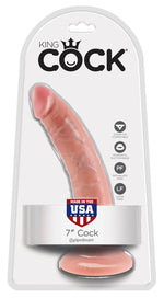 Dildo King Cock cu ventuză, 7 inci, culoarea pielii, 20,5 cm