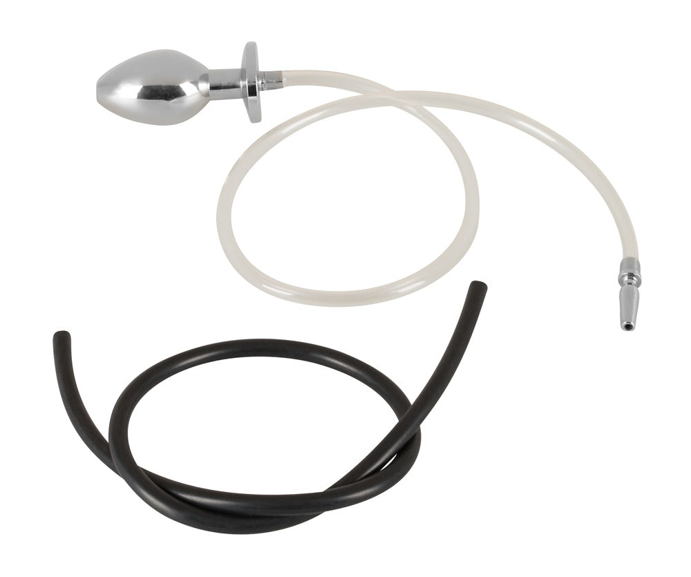 Plug de penis din oțel cu dop anal și tub 76 cm
