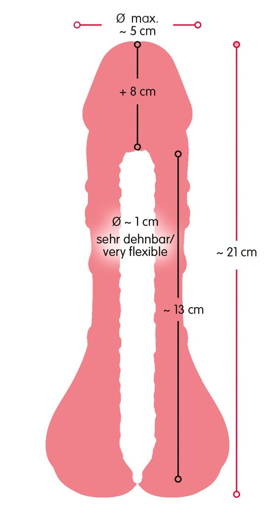 Masturbator Nature Skin 2 în 1, extensie de penis TPE, 21 cm