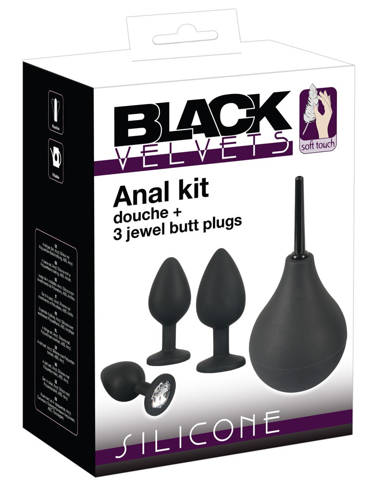 Set de duș anal Black Velvets cu trei dopuri