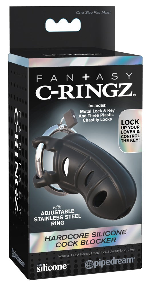 Cușcă pentru penis Fantasy C-Ringz din silicon cu încuietoare 9,5 cm