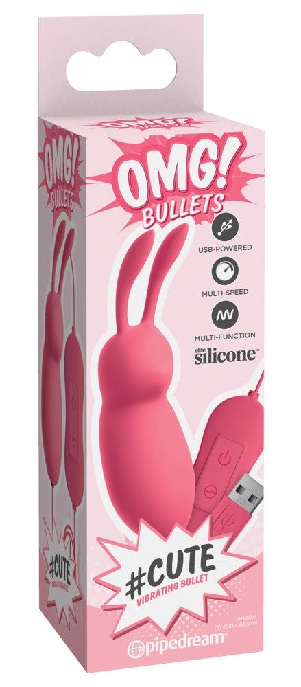 O, Doamne! Mini vibrator drăguț din silicon cu model iepuraș, 8 cm, 20 de moduri