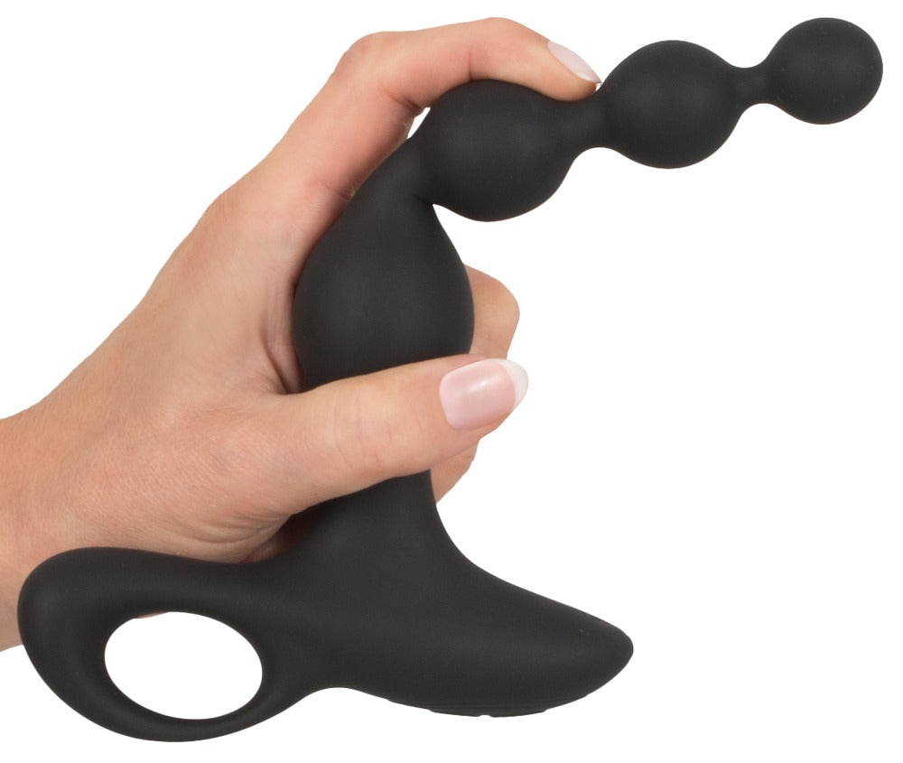 Bile anale vibratoare Black Velvets din silicon, 20 cm, USB