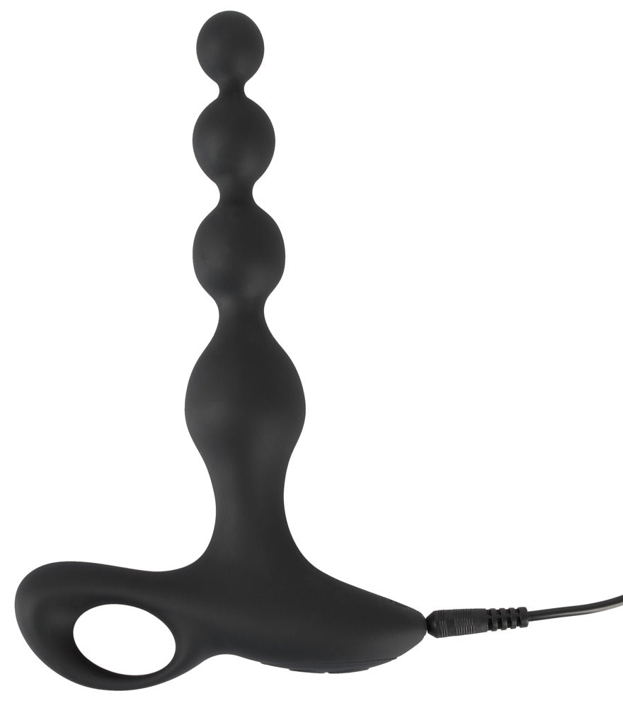 Bile anale vibratoare Black Velvets din silicon, 20 cm, USB
