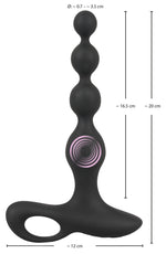 Bile anale vibratoare Black Velvets din silicon, 20 cm, USB
