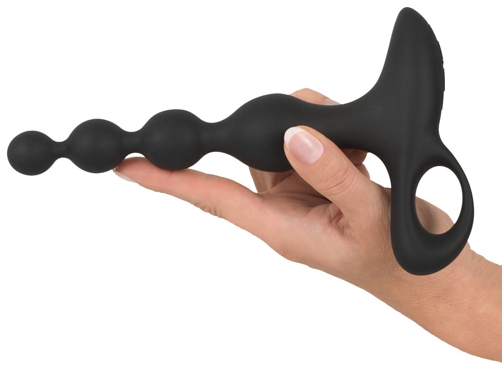 Bile anale vibratoare Black Velvets din silicon, 20 cm, USB
