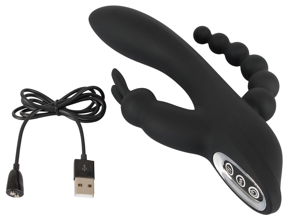 Vibrator triplu USB Sweet Smile Iepuraș 20,8 cm