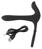 Inel vibrant USB din silicon Black Velvets 14 cm