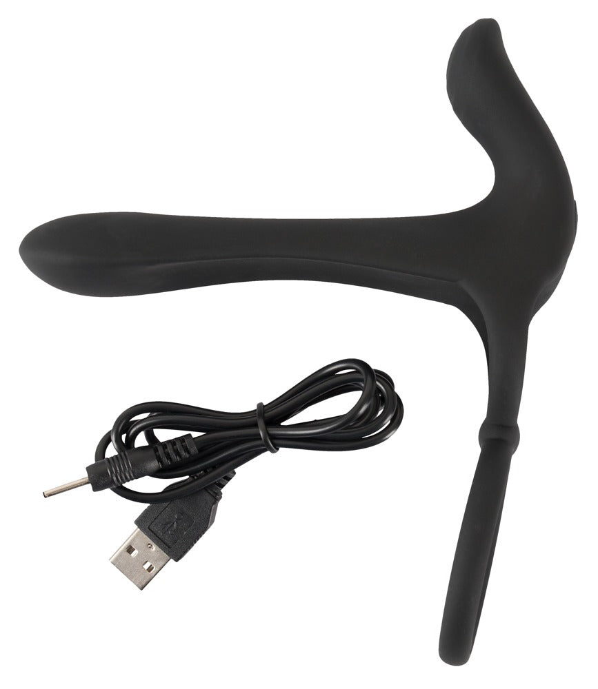 Inel vibrant USB din silicon Black Velvets 14 cm