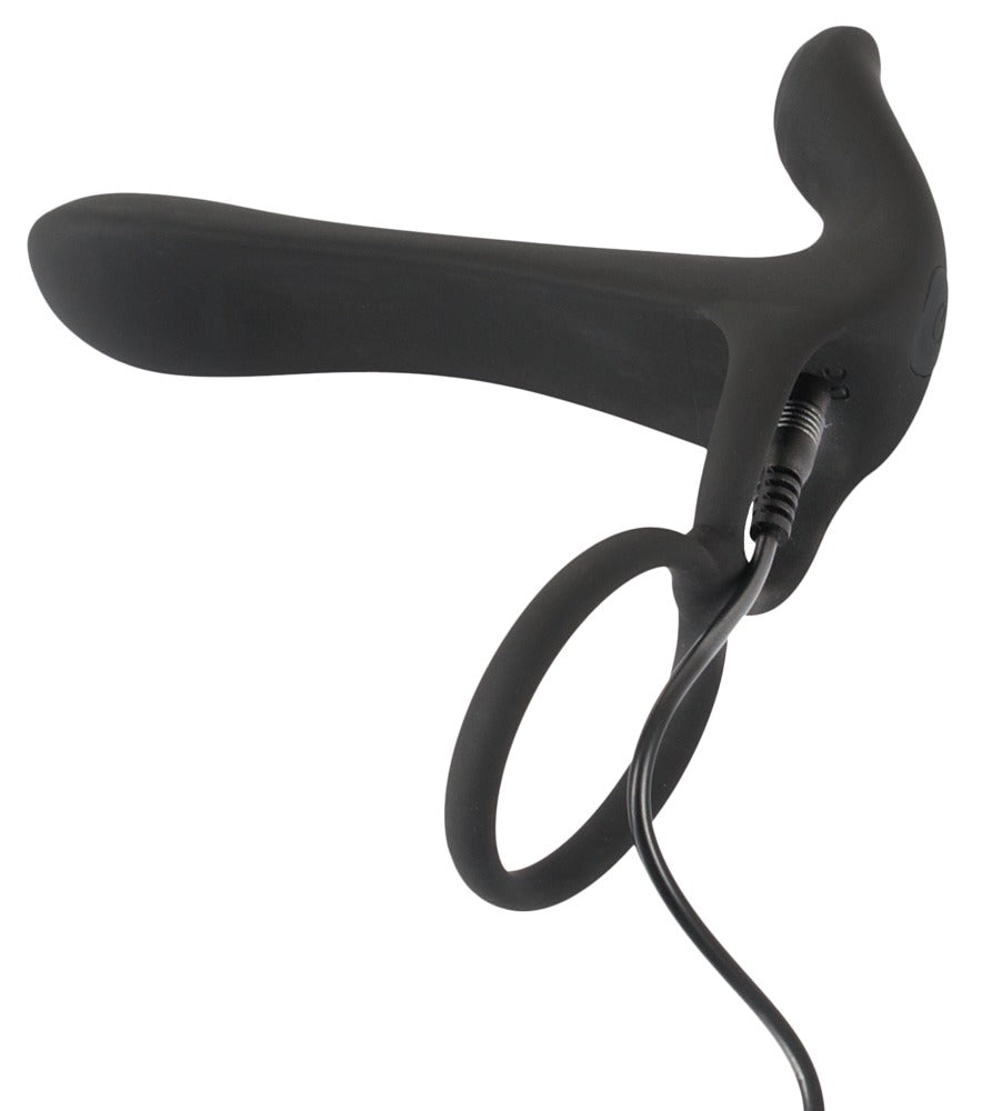 Inel vibrant USB din silicon Black Velvets 14 cm