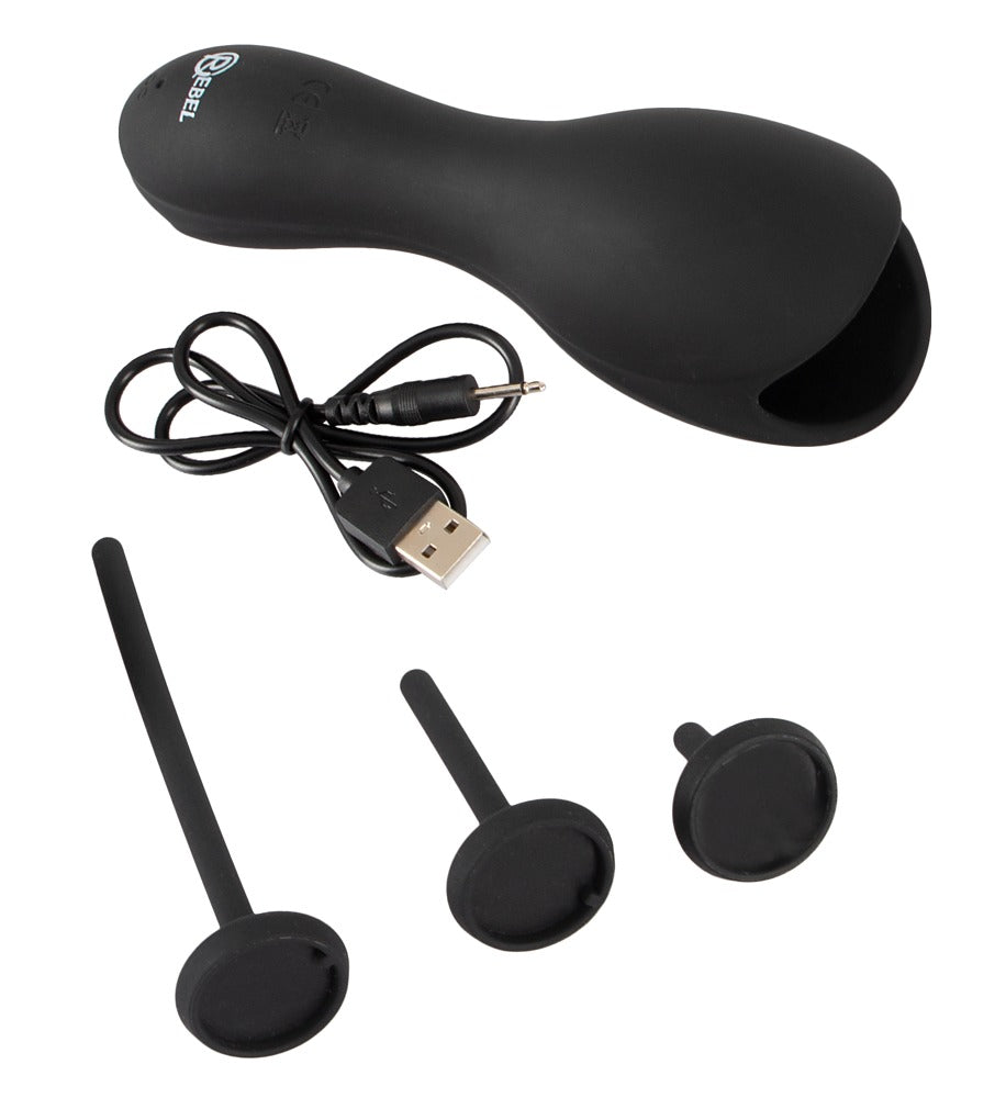 Masturbator Rebel Glans cu vibrații USB 14 cm