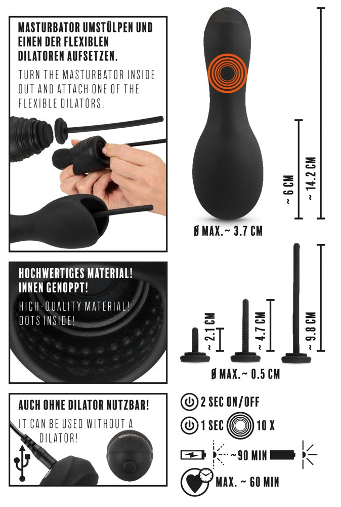 Masturbator Rebel Glans cu vibrații USB 14 cm