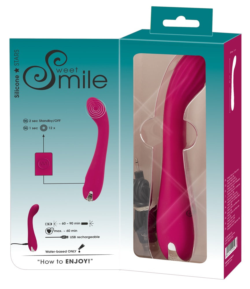 Vibrator Sweet Smile Silicon cu Punct G USB 20 cm