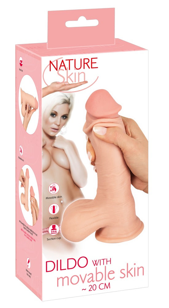 Dildo realist Nature Skin cu piele mobilă 19,9 cm TPE