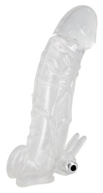 Extensor de penis transparent cu vibrații, 23 cm