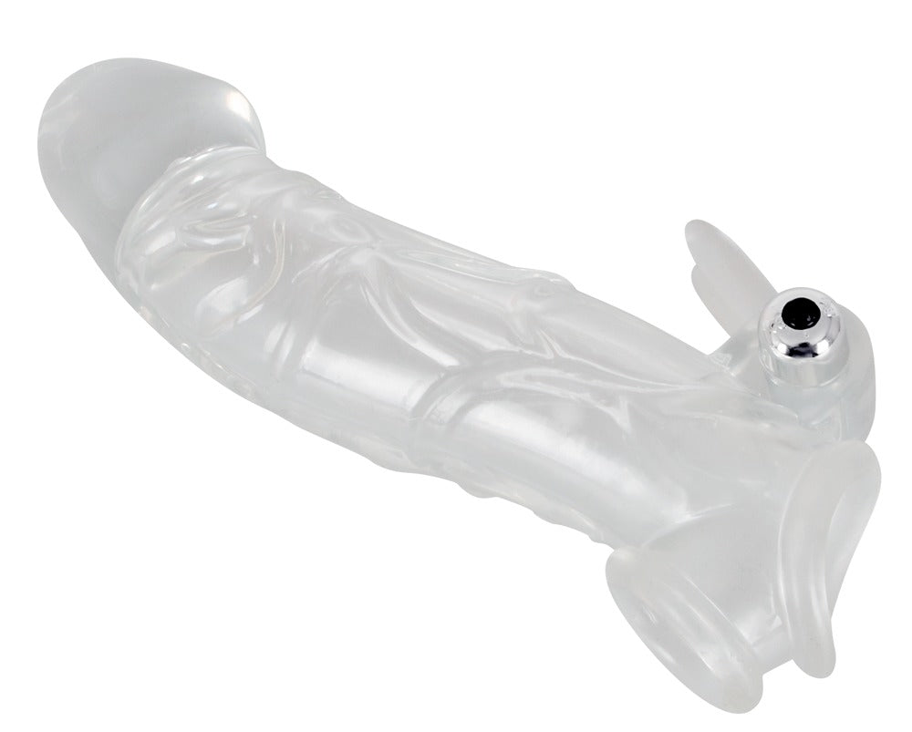 Extensor de penis transparent cu vibrații, 23 cm