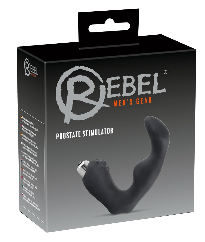 Masaj de prostată Rebel din silicon, 12 cm, negru, argintiu