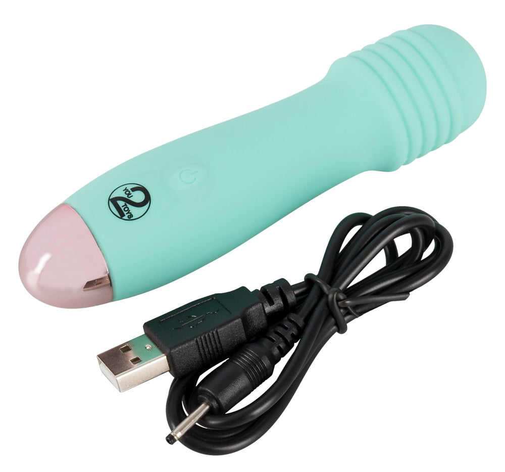 Mini vibrator din silicon Cuties verde USB 12,5 cm