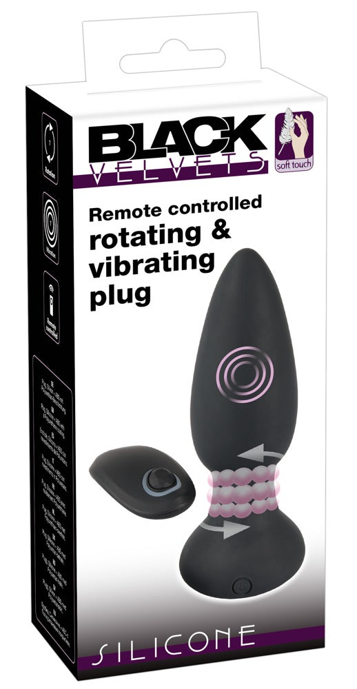 Plug anal rotativ Black Velvets cu telecomandă USB 14 cm