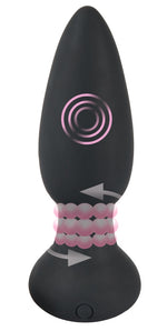 Plug anal rotativ Black Velvets cu telecomandă USB 14 cm