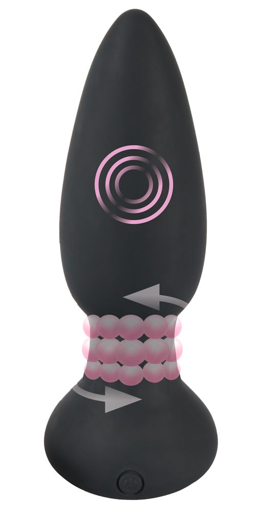 Plug anal rotativ Black Velvets cu telecomandă USB 14 cm