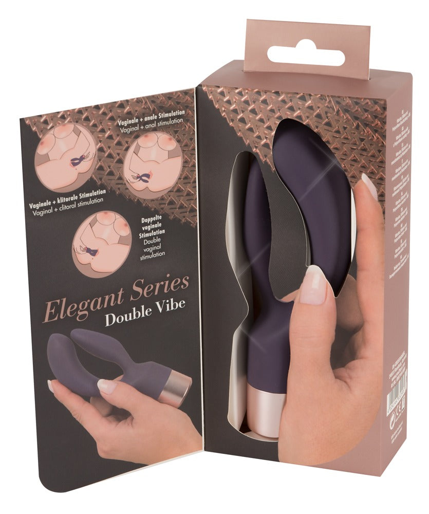Vibrator USB cu iepuraș dublu din silicon, serie Elegant, 15,2 cm
