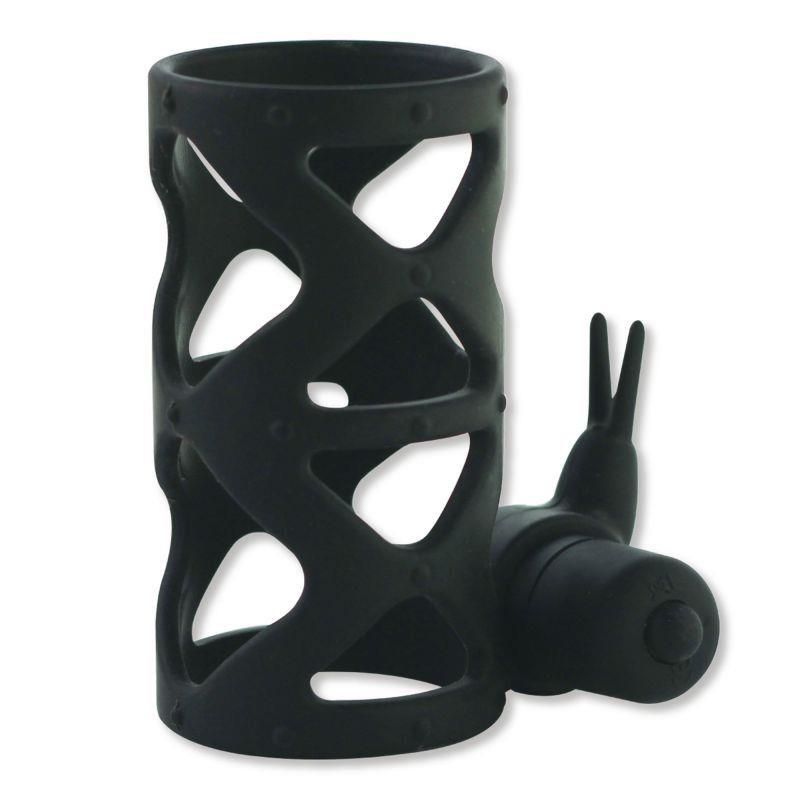 Inel vibrant din silicon Toyz4lovers, în formă de iepure, negru, 7,5 cm