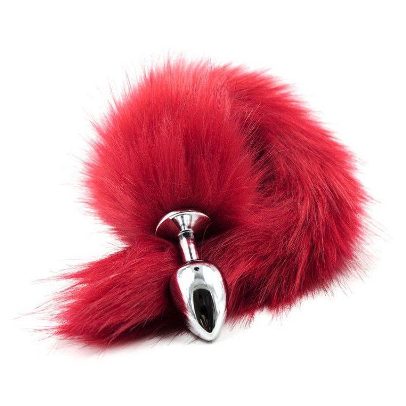 Dop anal lung cu coadă de vulpe Toyz4lovers, roșu, 7 cm
