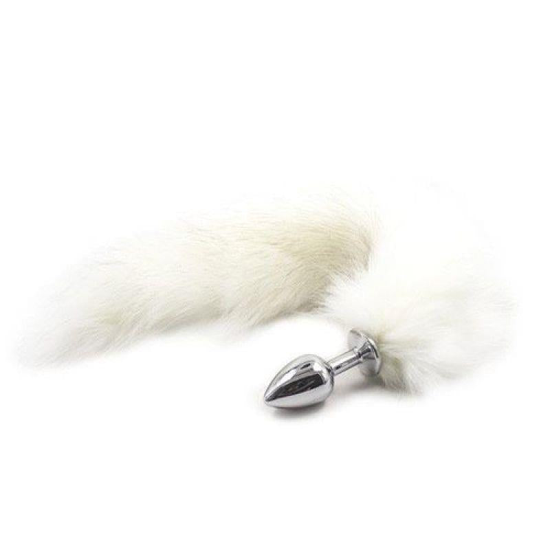 Dop anal lung cu coadă de vulpe Toyz4lovers, alb, 7 cm