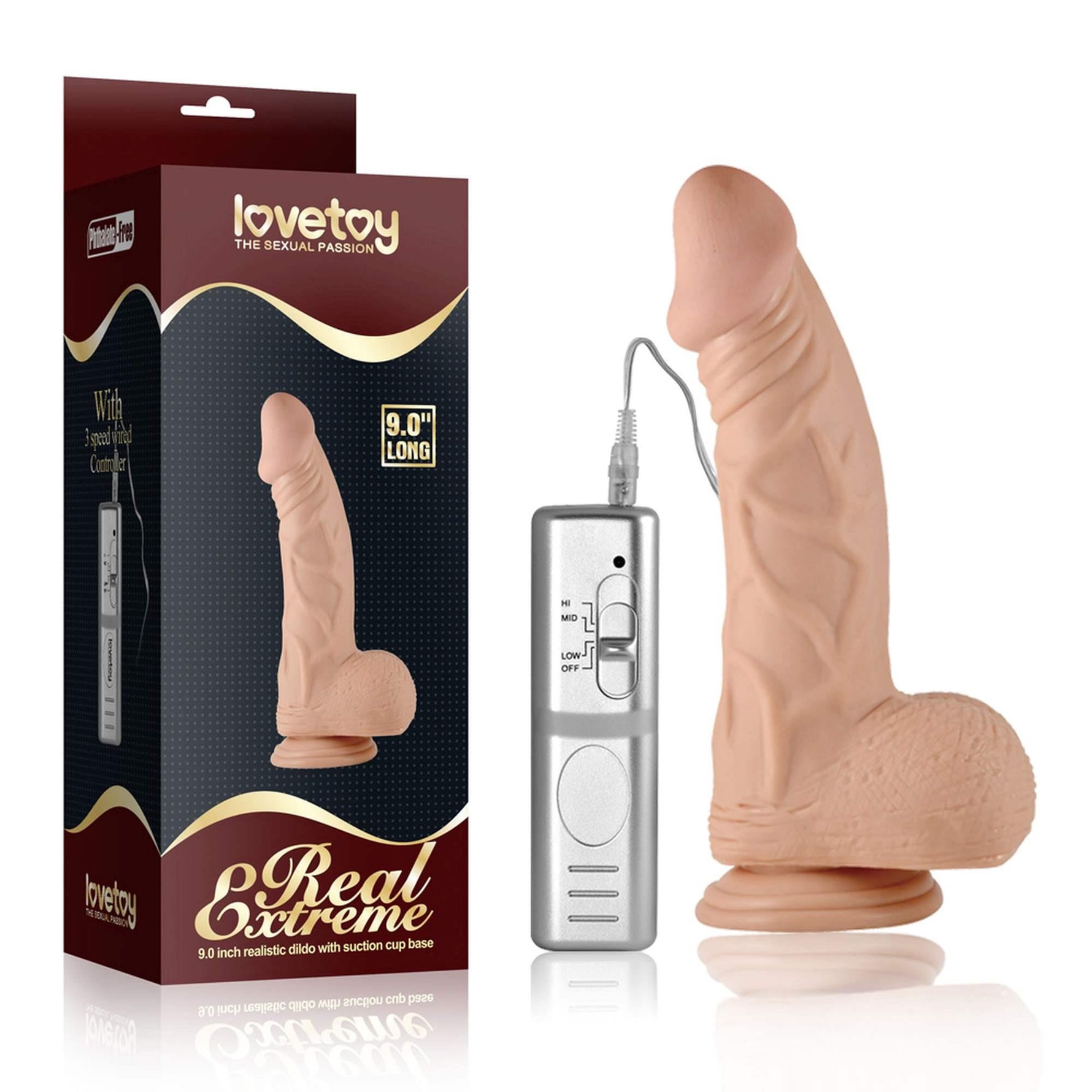 Vibrator realist Lovetoy, culoarea pielii, 23 cm, rezistent la apă