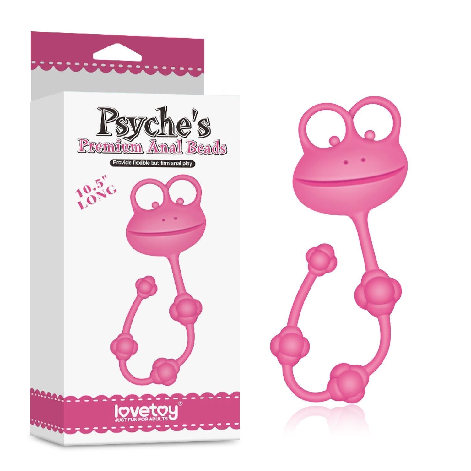 Perle anale din silicon în formă de broască Lovetoy, roz, 25 cm