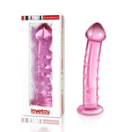 Dildo Lovetoy din sticlă cu umflături, roz, 14 cm