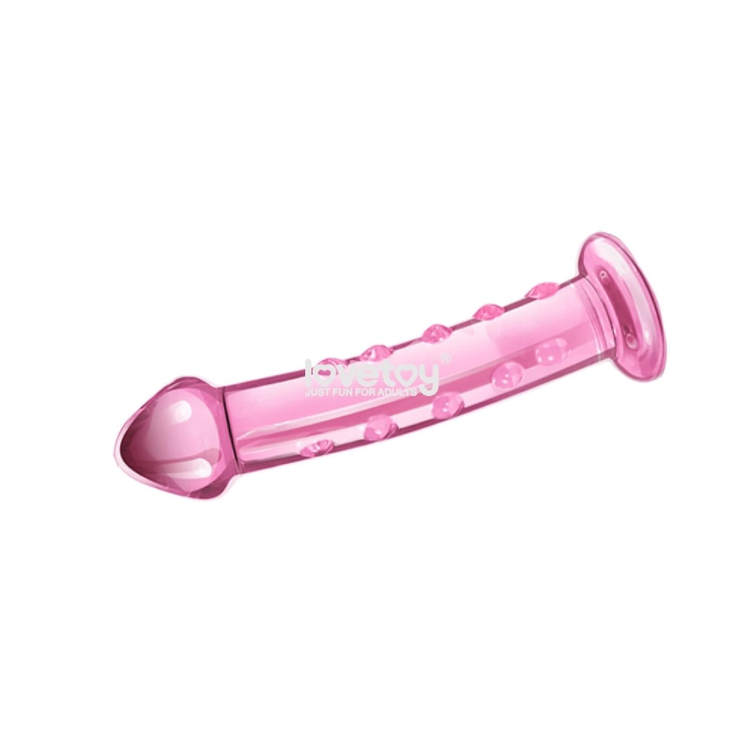 Dildo Lovetoy din sticlă cu umflături, roz, 14 cm