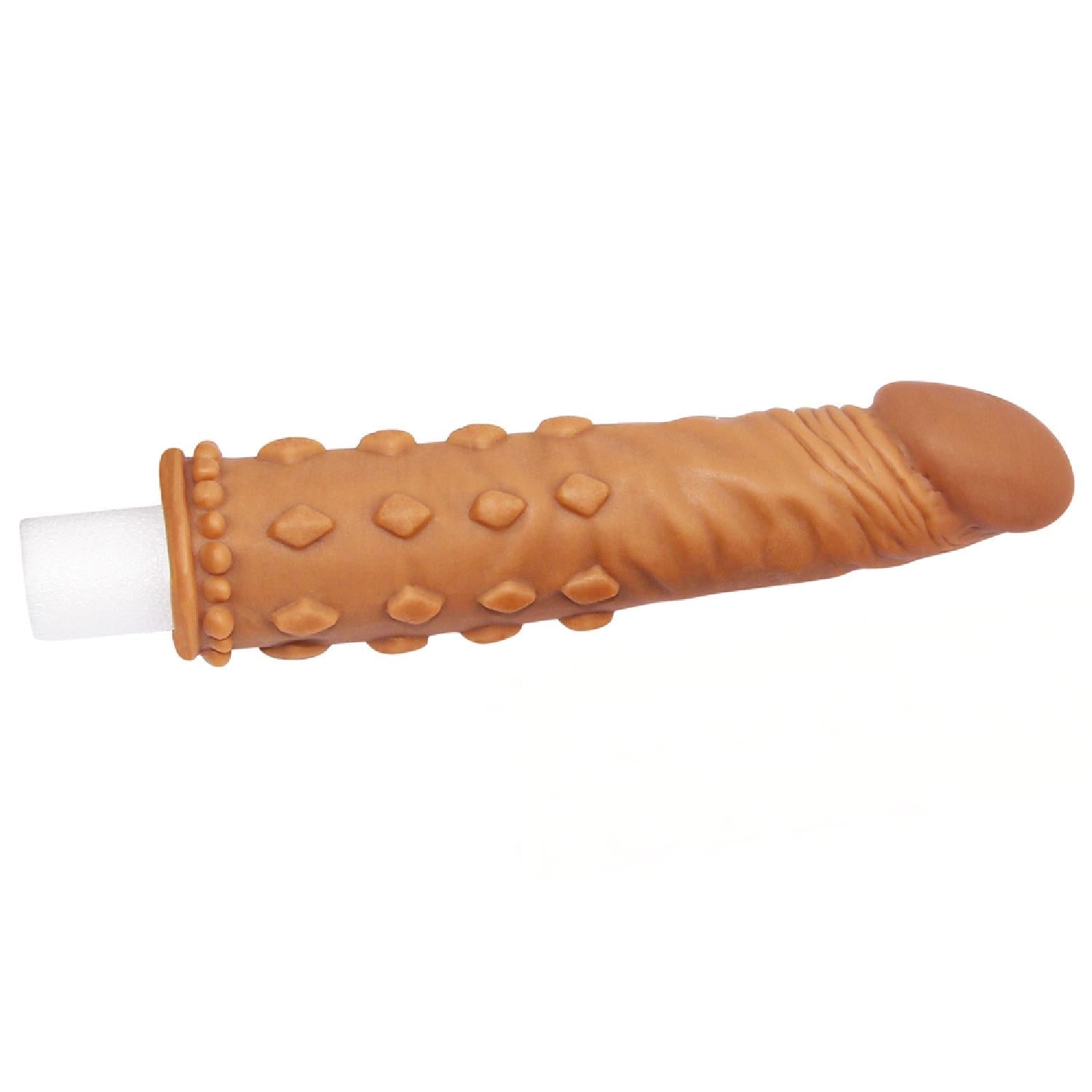 Extensor realist pentru penis Lovetoy, maro, 18 cm