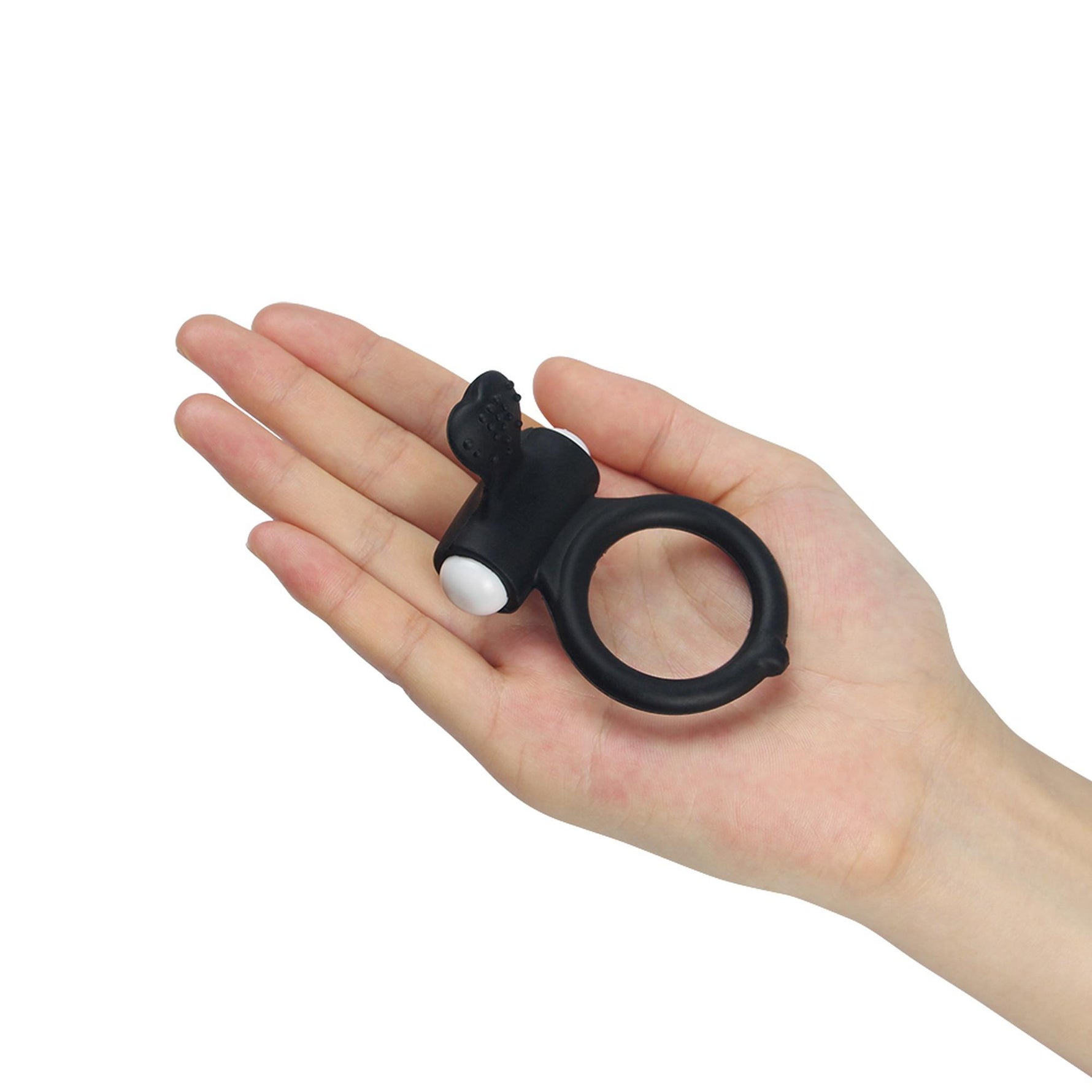 Inel vibrator Lovetoy din silicon negru 7 cm