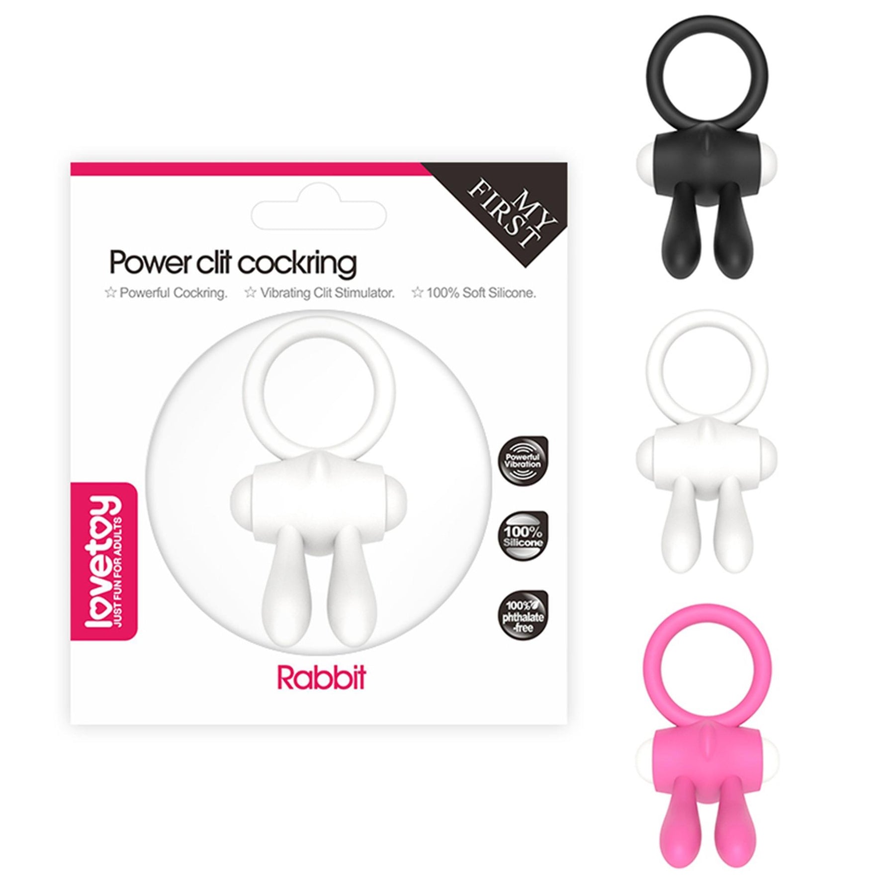 Inel vibrant Lovetoy din silicon, alb, 7,5 cm