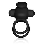 Inel vibrant pentru penis Lovetoy din silicon cu 10 viteze, negru