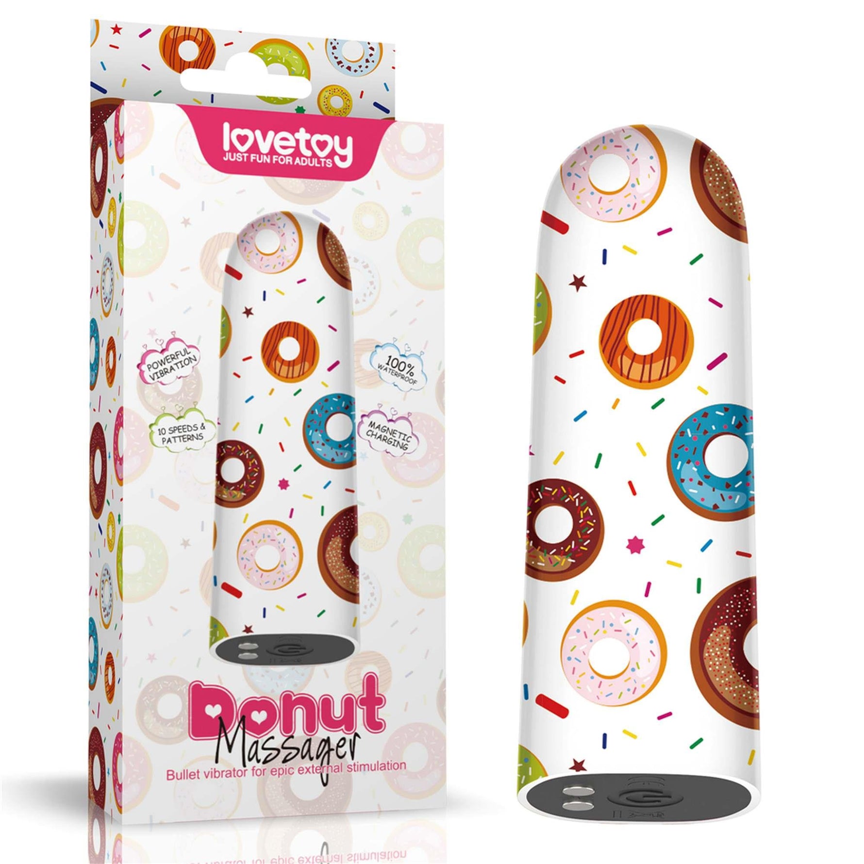 Vibrator mini reîncărcabil impermeabil Donut Lovetoy 8 cm