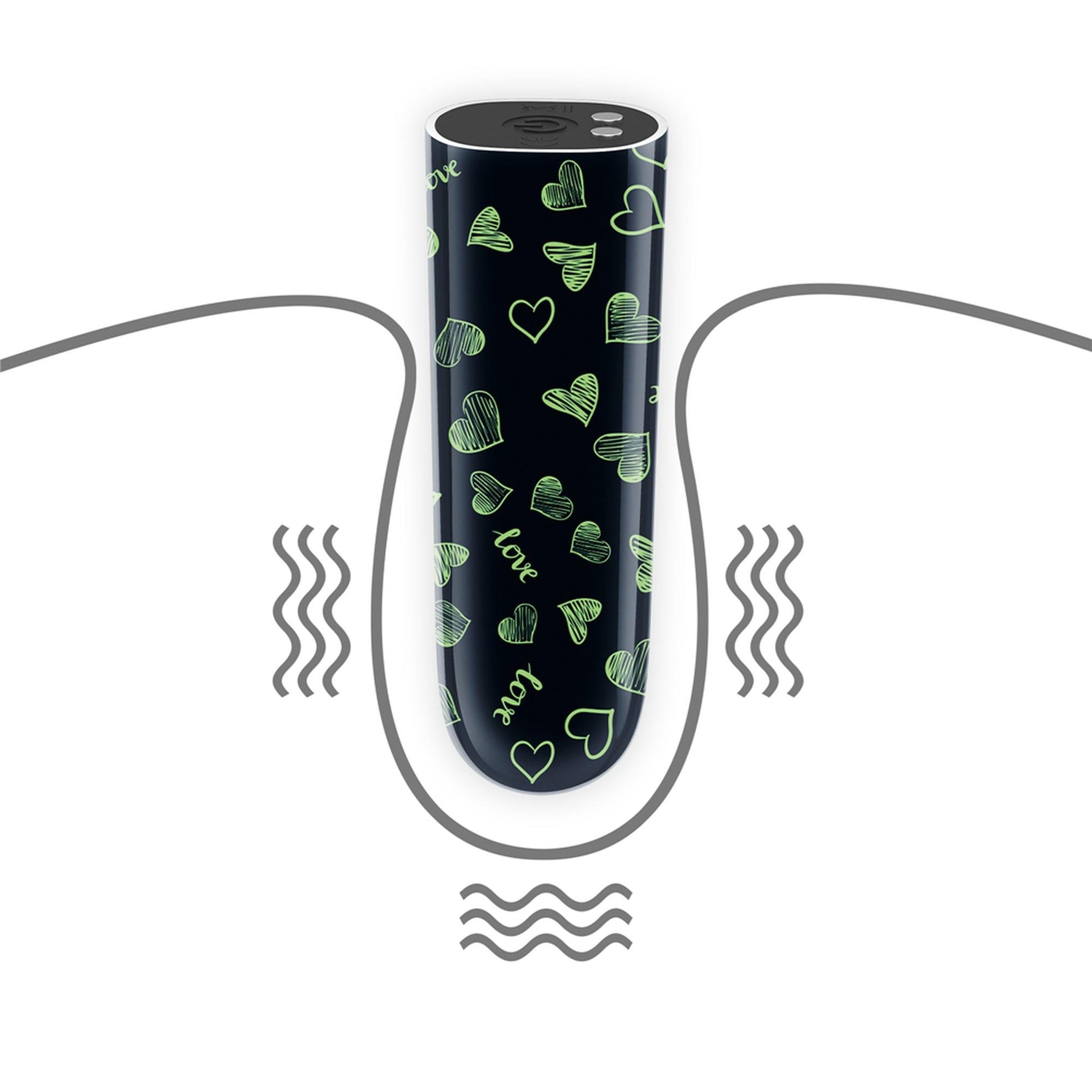 Vibrator Lovetoy Mini Inimă, Luminos în Întuneric, Reîncărcabil, Verde, 8cm