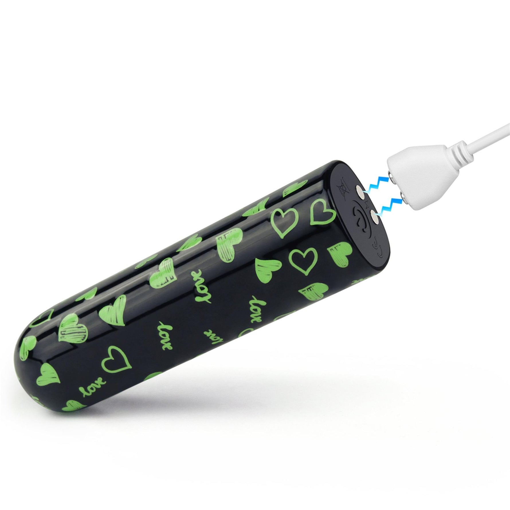 Vibrator Lovetoy Mini Inimă, Luminos în Întuneric, Reîncărcabil, Verde, 8cm