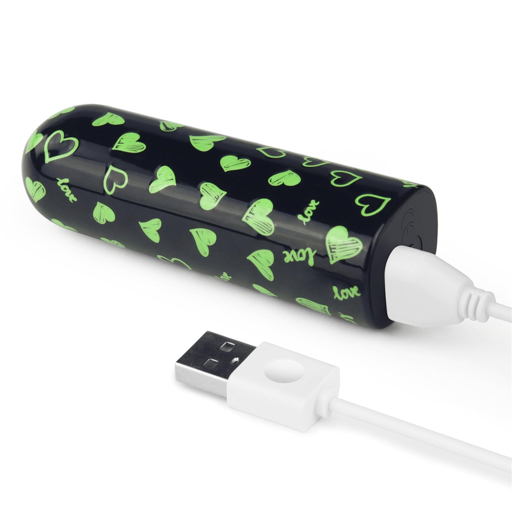 Vibrator Lovetoy Mini Inimă, Luminos în Întuneric, Reîncărcabil, Verde, 8cm