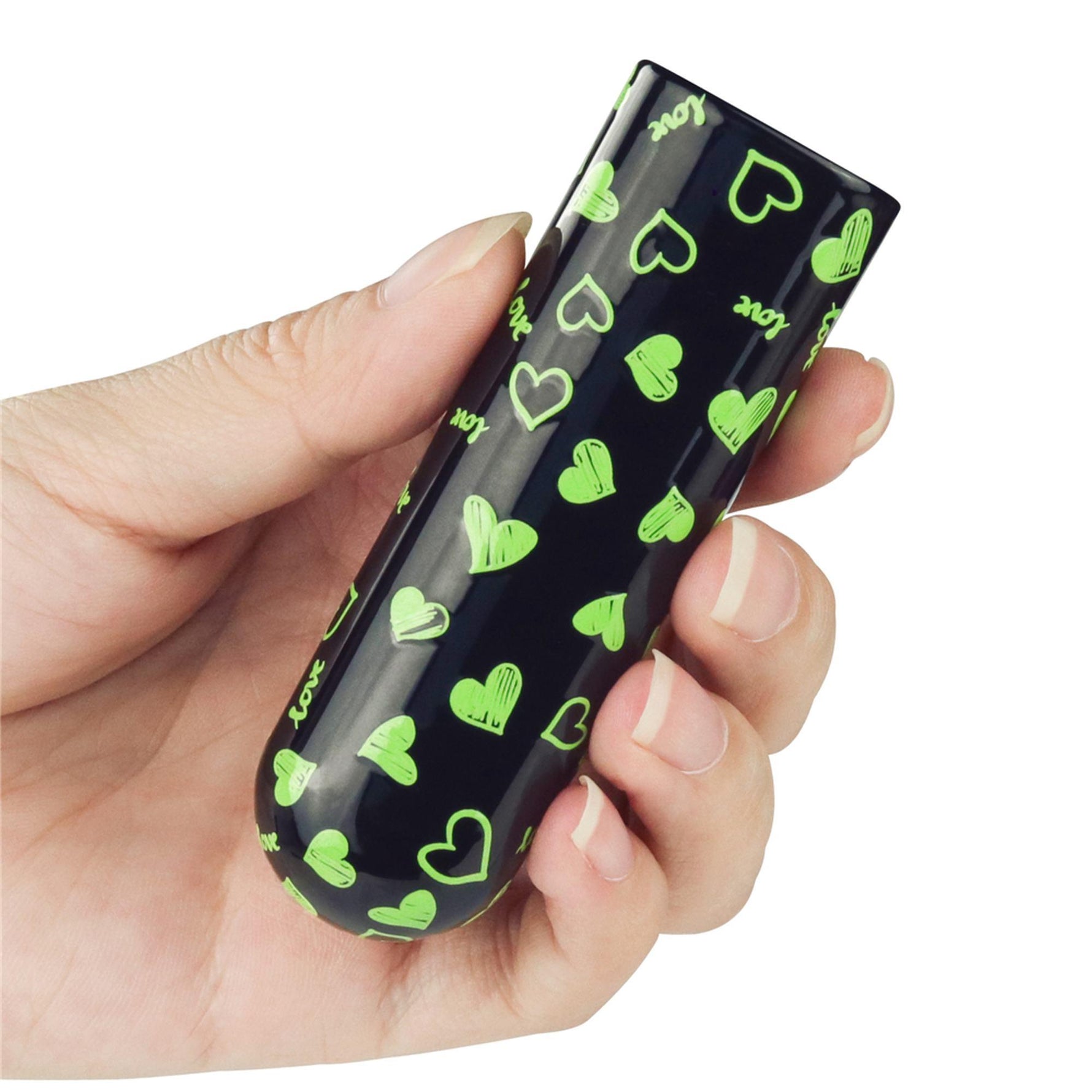 Vibrator Lovetoy Mini Inimă, Luminos în Întuneric, Reîncărcabil, Verde, 8cm