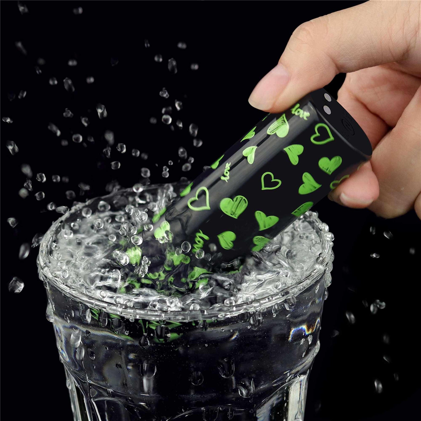 Vibrator Lovetoy Mini Inimă, Luminos în Întuneric, Reîncărcabil, Verde, 8cm