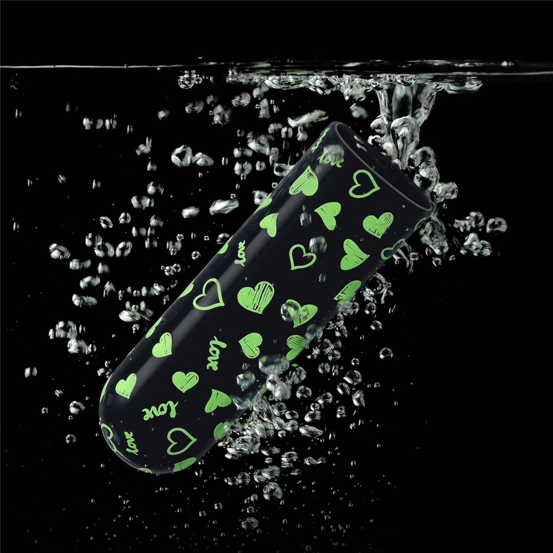 Vibrator Lovetoy Mini Inimă, Luminos în Întuneric, Reîncărcabil, Verde, 8cm