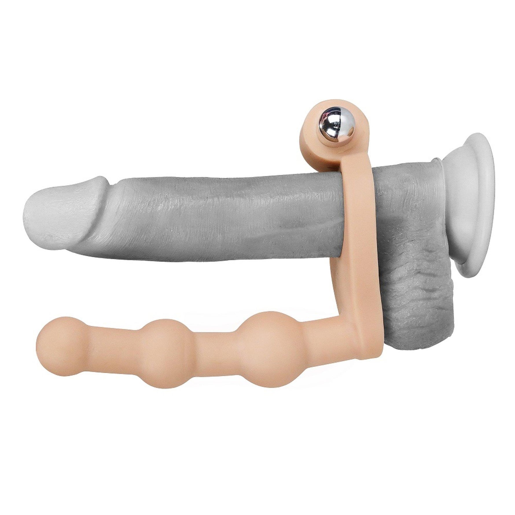 Inel pentru penis Lovetoy impermeabil cu vibrator și dildo moale 15cm