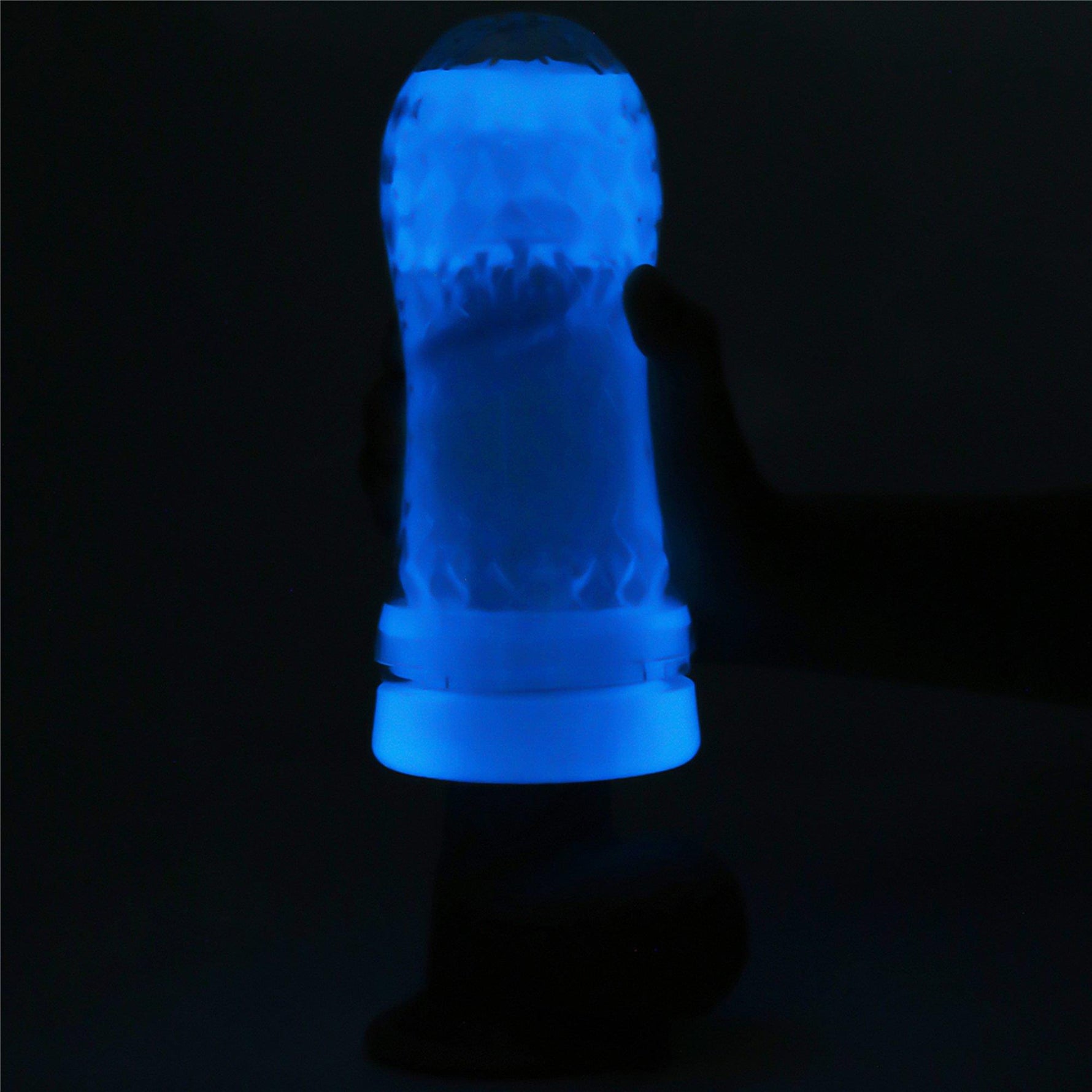 Masturbator cu nervuri Lumino Play Lovetoy, alb strălucitor, 20 cm
