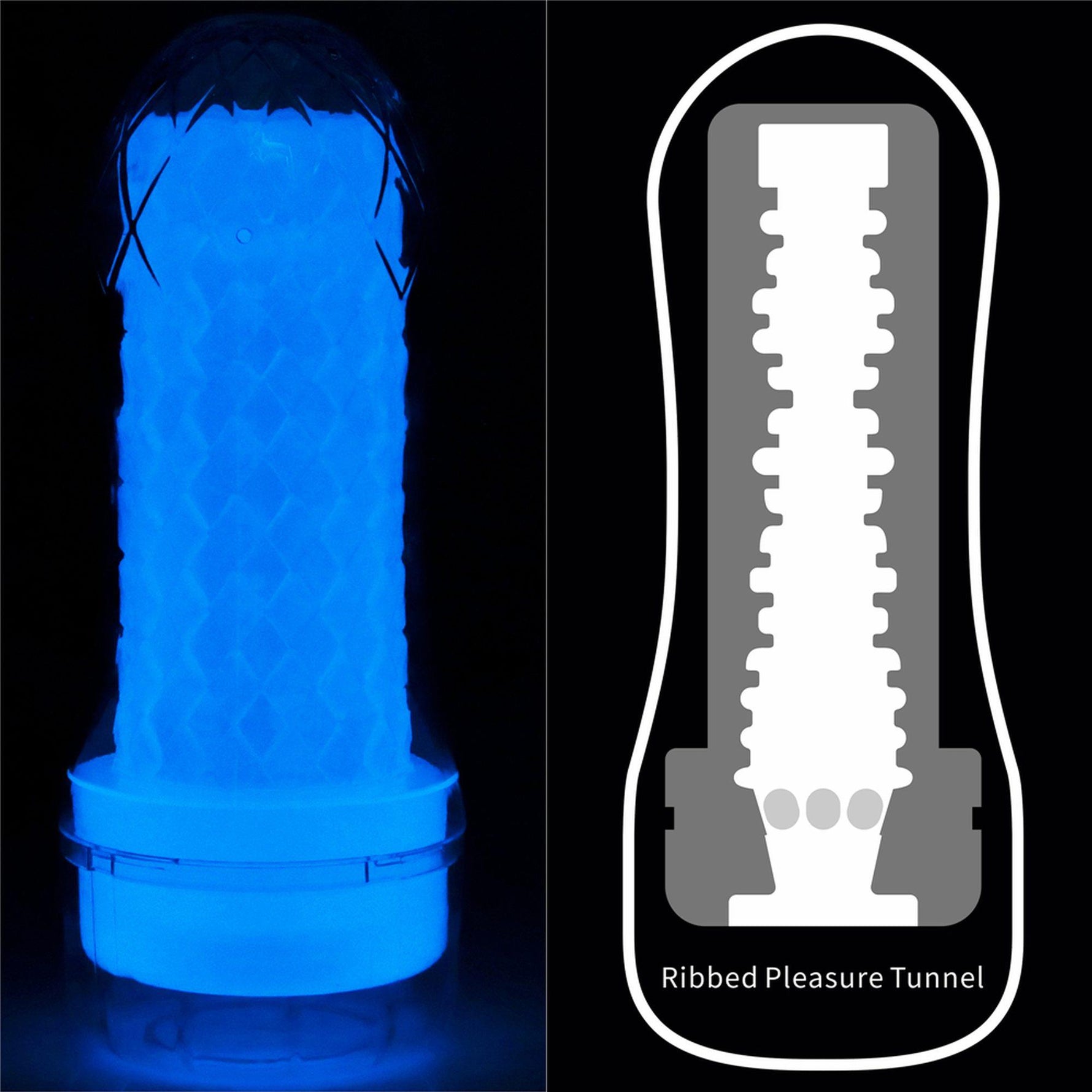 Masturbator cu nervuri Lumino Play Lovetoy, alb strălucitor, 20 cm
